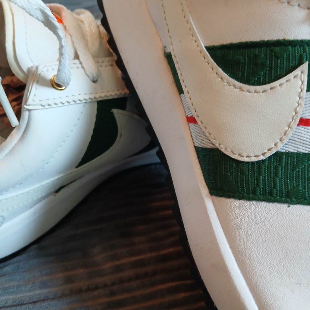 Nike White and Green Athletic Shoes